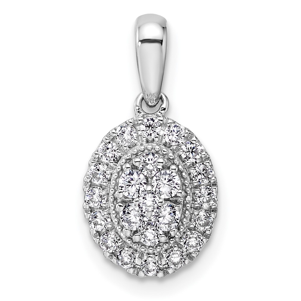 PM9659-040-WAA.jpg 14k White Gold 3/8 carat Lab Grown Diamond VS/SI Oval Halo Pendant - Image 1