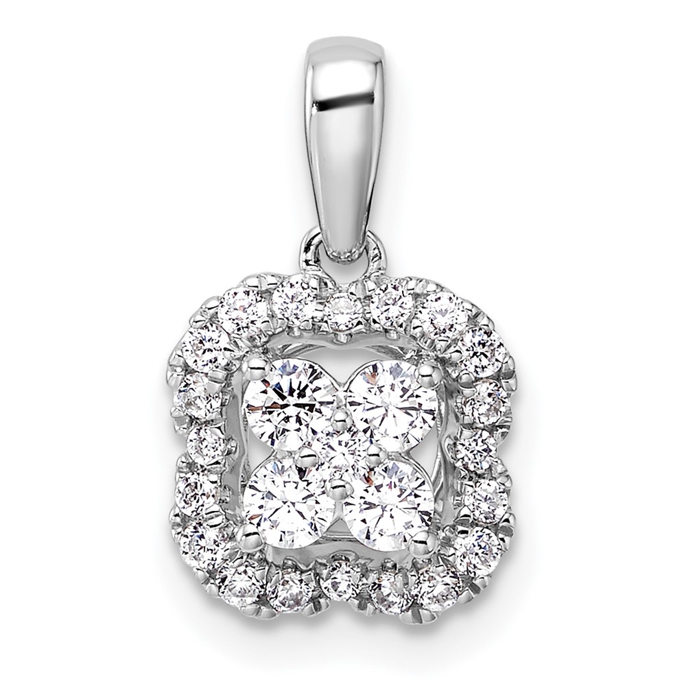 PM9662-042-WAA.jpg 14k White Gold 3/8 carat Lab Grown Diamond VS/SI+ G+ Square Halo Pendant - Image 1