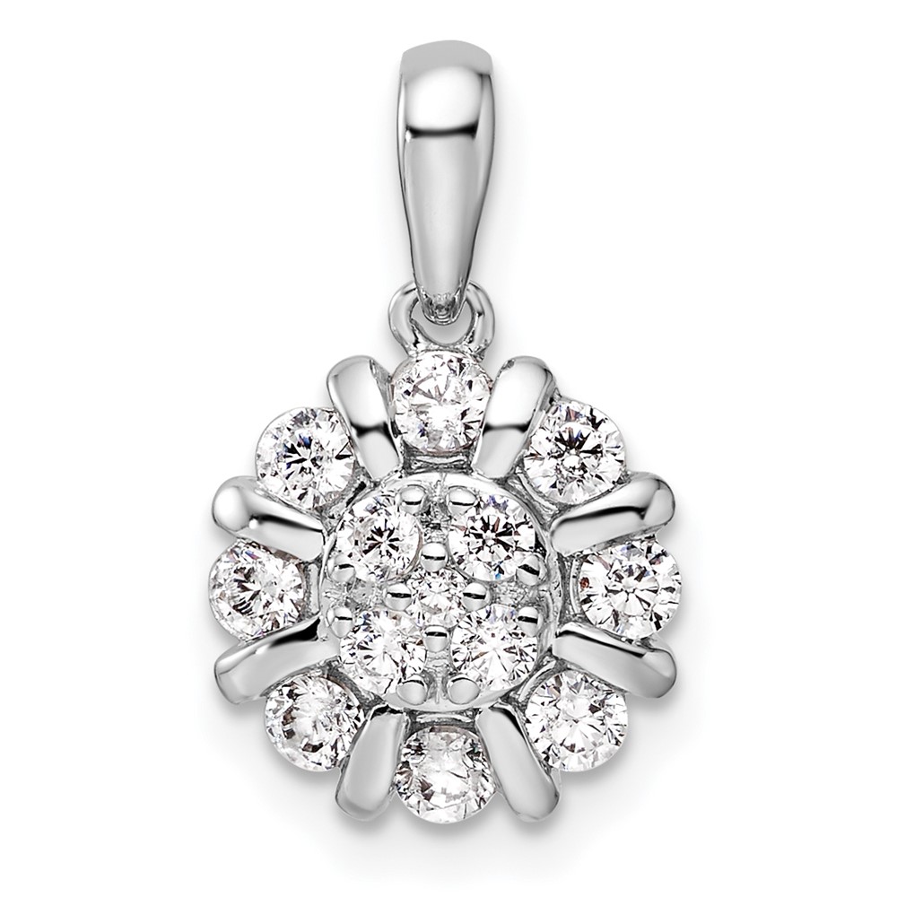 PM9663-050-WAA.jpg 14k White Gold 1/2 carat Lab Grown Diamond VS/SI+ G+ Complete Halo Pendant - Image 1