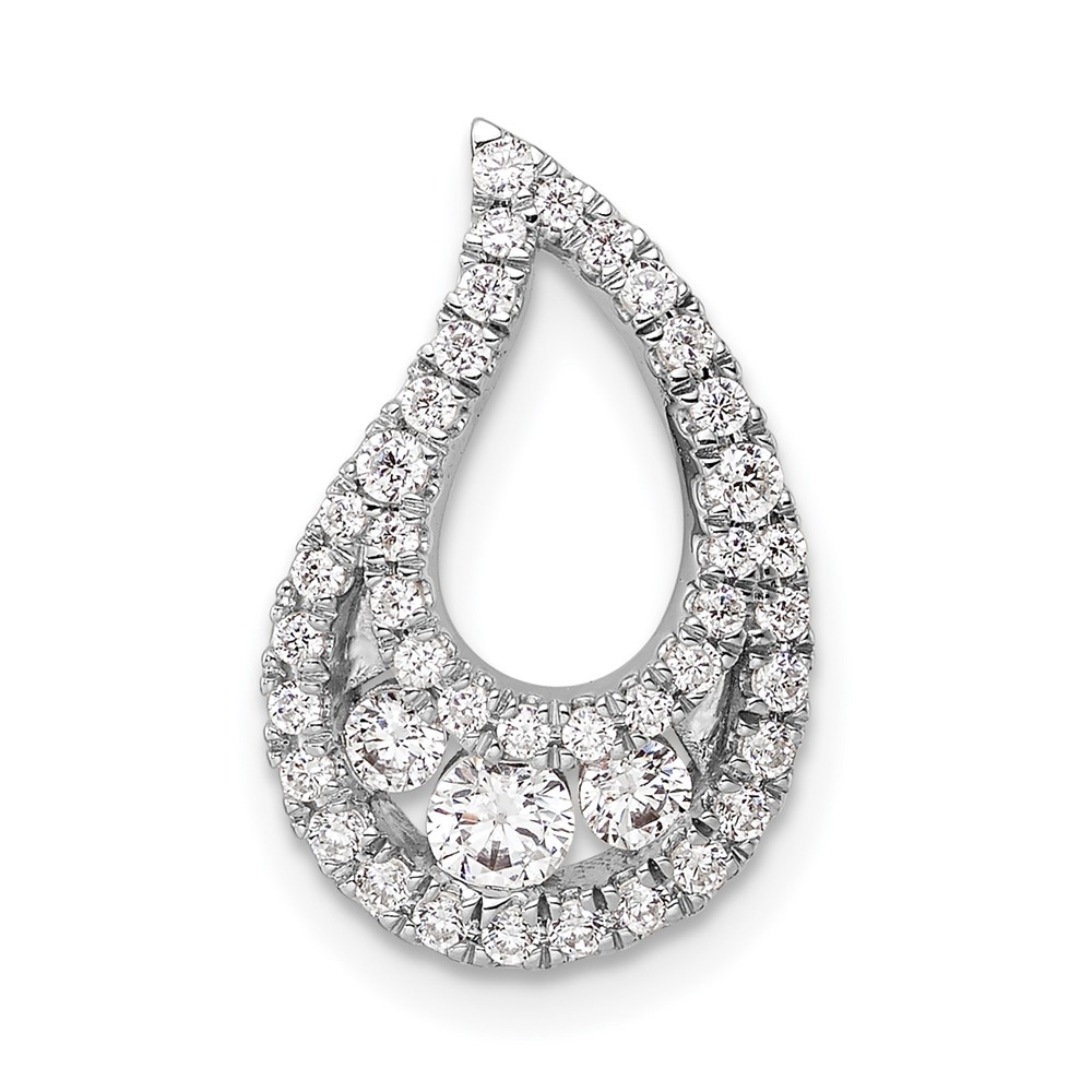 PM9672-049-WAA.jpg 14k White Gold 1/2 carat Lab Grown Diamond VS/SI+ G+ Complete Teardrop Cluster Chain Slide Pendant - Image 1