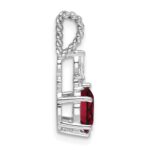 14K White Gold Diamond and 7x5 Oval July/Lab Created Ruby Twisted Chain Slide - Image 2