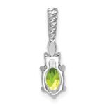14K White Gold Diamond and 7x5 Oval August/Peridot Twisted Chain Slide - Image 3