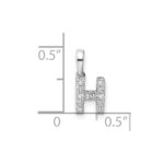 14K  White Gold Diamond Letter H Initial with Bail Pendant - Image 4