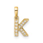 14K  Diamond Letter K  Initial with Bail Pendant