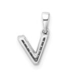 14K  White Gold Diamond Letter V Initial with Bail Pendant - Image 3