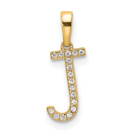 14K Diamond Letter J Initial Pendant