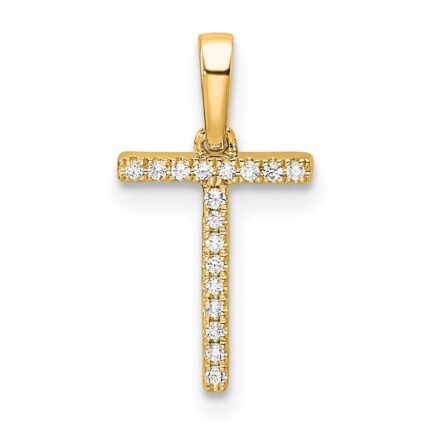 14K Diamond Letter T Initial Pendant