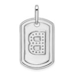 14K White Gold Diamond Initial B Dog Tag Charm - Image 3