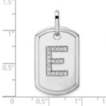 14K White Gold Diamond Initial E Dog Tag Charm - Image 4