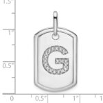 14K White Gold Diamond Initial G Dog Tag Charm - Image 4