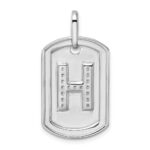 14K White Gold Diamond Initial H Dog Tag Charm - Image 3