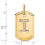 14K Diamond Initial I Dog Tag Charm - Image 2