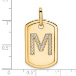 14K Diamond Initial M Dog Tag Charm - Image 2