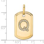 14K Diamond Initial Q Dog Tag Charm - Image 2