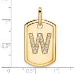 14K Diamond Initial W Dog Tag Charm - Image 2