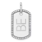 14k White Gold Personalized Diamond Dog Tag Charm - Image 5
