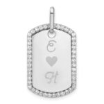 14k White Gold Personalized Diamond Dog Tag Charm - Image 7
