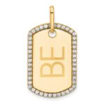 14k Yellow Gold Personalized Diamond Dog Tag Charm - Image 5