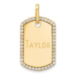 14k Yellow Gold Personalized Diamond Dog Tag Charm - Image 9