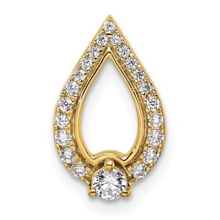 14k Polished 1/4 carat Diamond Teardrop Chain Slide