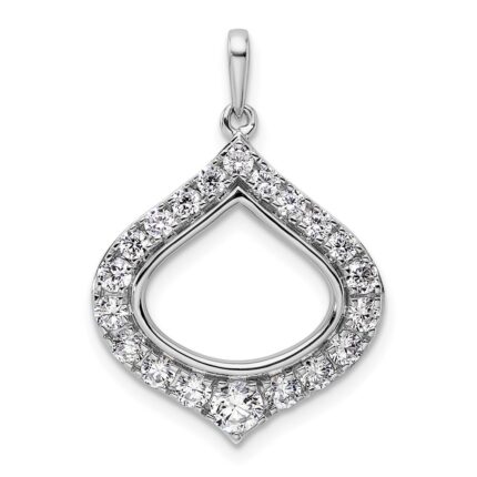 14k White Gold 1 carat Lab Grown Diamond VS/SI+ G+ Complete Fashion Teardrop Shape Pendant