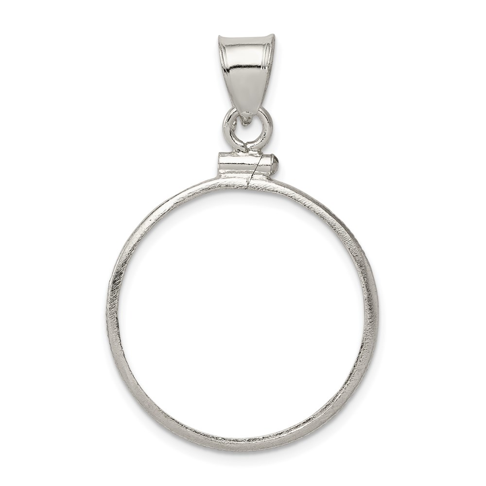 QBP4.jpg Wideband Distinguished Coin Jewelry Sterling Silver Polished 24.1 x 1.7mm $0.25 Screw Top Coin Bezel Pendant - Image 1