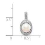 Sterling Silver Rhodium-plated Diam. & FW Cultured Pearl Pendant - Image 4