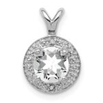 Sterling Silver Rhodium-plated Diamond & White Topaz Pendant