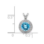 Sterling Silver Rhodium-plated Diam. & Blue Topaz Pendant - Image 5