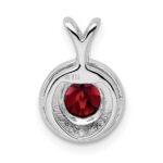 Sterling Silver Rhodium-plated Diam. & Garnet Pendant - Image 4