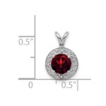 Sterling Silver Rhodium-plated Diam. & Garnet Pendant - Image 5