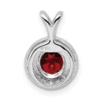 Sterling Silver Rhodium Plated Lab Created Ruby and .010 ctw Diamond Halo Pendant - Image 4