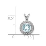 Sterling Silver Rhodium-plated Diam. & Aquamarine Pendant - Image 5