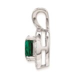 Sterling Silver Rhodium-plated Diam. & Created Emerald Pendant - Image 2