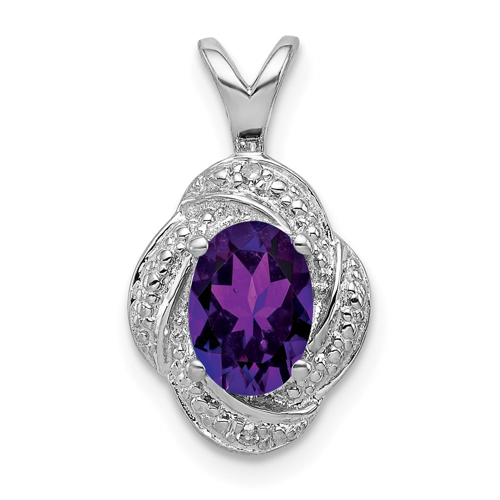 QBPD12FEB.jpg Sterling Silver Rhodium-plated Diam. & Amethyst Pendant - Image 1