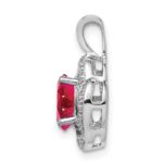 Sterling Silver Rhodium Plated Diamond and Lab Created Ruby Pendant - Image 2