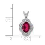 Sterling Silver Rhodium Plated Diamond and Lab Created Ruby Pendant - Image 4
