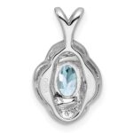 Sterling Silver Rhodium-plated Diam. & Aquamarine Pendant - Image 3