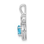 Sterling Silver Rhodium-plated Swiss Blue Topaz & Diam. Pendant - Image 2