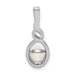 Sterling Silver Rhodium-plated FW Cultured Pearl & Diam. Pendant - Image 4