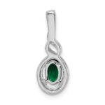 Sterling Silver Rhodium-plated Created Emerald & Diam. Pendant - Image 4