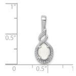 Sterling Silver Rhodium-plated Created Opal & Diam. Pendant - Image 3