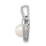 Sterling Silver Rhodium-plated FW Cultured Pearl & Diam. Pendant - Image 2