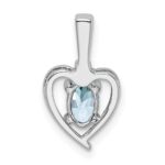 Sterling Silver Rhodium-plated Aquamarine & Diam. Pendant - Image 3