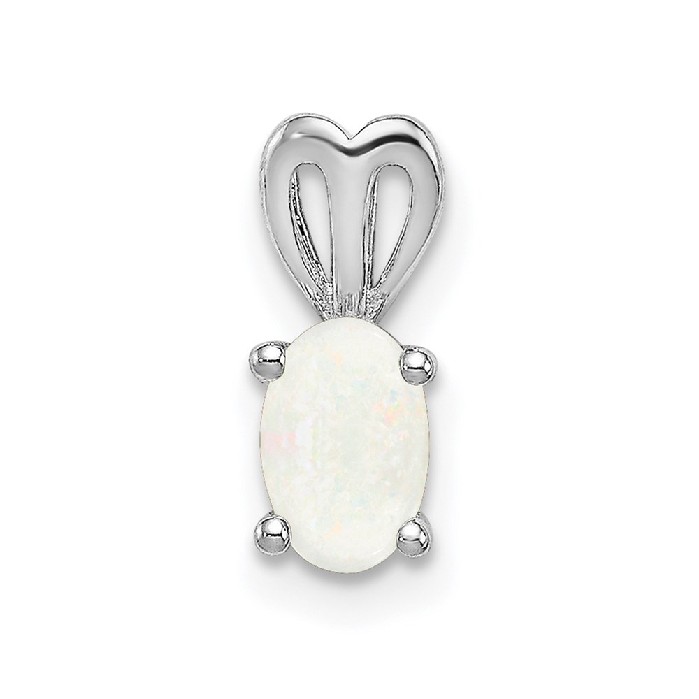 QBPD20OCT.jpg Sterling Silver Rhodium-plated Created Opal Pendant - Image 1