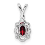Sterling Silver Rhodium-plated Garnet & Diam. & Diam. Pendant - Image 3