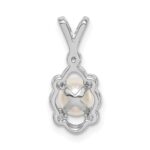 Sterling Silver Rhodium-plated FW Cultured Pearl & Diam. Pendant - Image 4