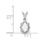 Sterling Silver Rhodium-plated Created Opal & Diam. Pendant - Image 3
