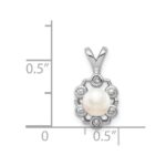 Sterling Silver Rhodium-plated FW Cultured Pearl & Diam. Pendant - Image 3