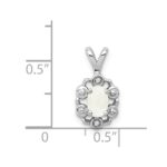 Sterling Silver Rhodium-plated Created Opal & Diam. Pendant - Image 3